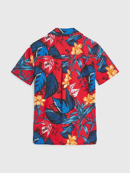 Koszule Tommy Hilfiger Tropical Print Krótkie Sleeve Chłopięce Czerwone | TH594UFC