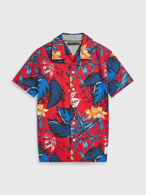 Koszule Tommy Hilfiger Tropical Print Krótkie Sleeve Chłopięce Czerwone | TH594UFC