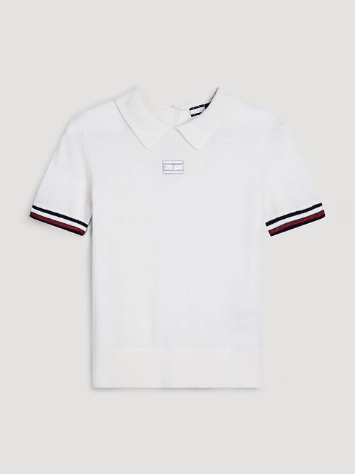 Koszulki Polo Tommy Hilfiger Cashmere Blend Slim Fit Damskie Białe | TH863QJH