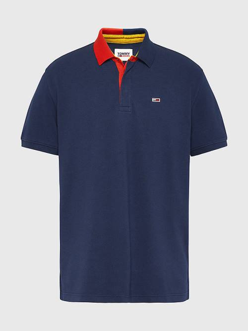 Koszulki Polo Tommy Hilfiger Colour-Blocked Collar Relaxed Fit Męskie Niebieskie | TH938KUQ