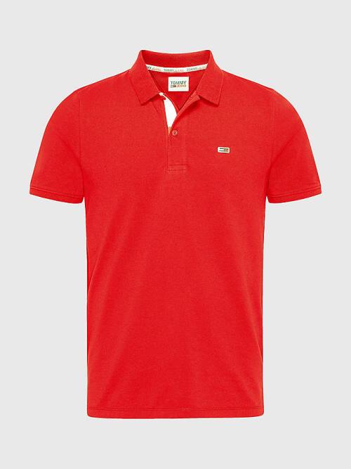 Koszulki Polo Tommy Hilfiger Essential Organic Bawełniane Slim Fit Męskie Czerwone | TH849JGS