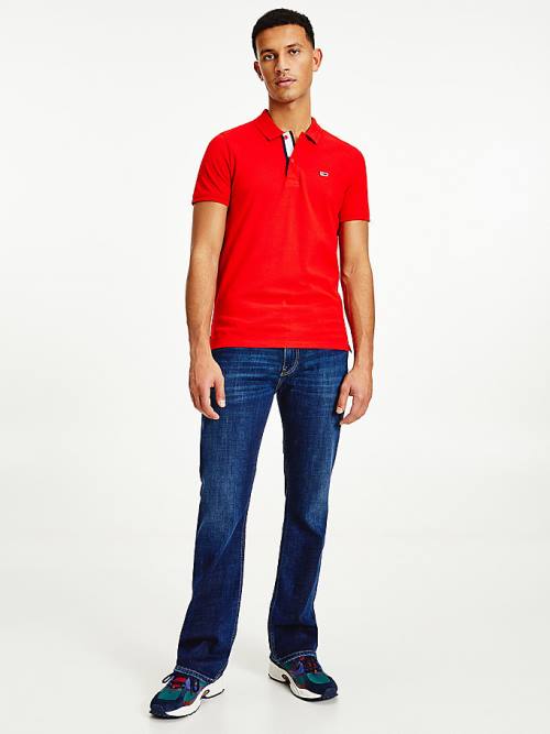 Koszulki Polo Tommy Hilfiger Essential Organic Bawełniane Slim Fit Męskie Czerwone | TH849JGS