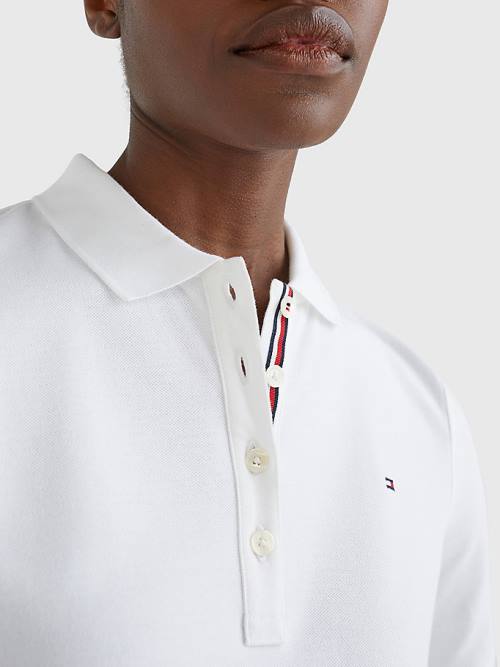 Koszulki Polo Tommy Hilfiger Essential Placket Detail Damskie Białe | TH026TNF