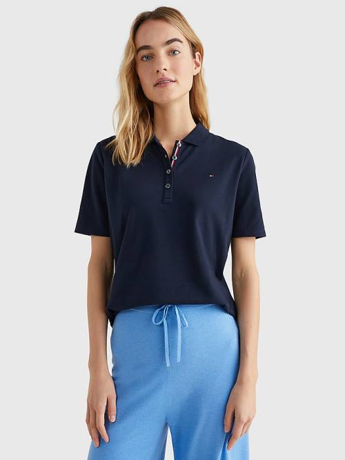 Koszulki Polo Tommy Hilfiger Essential Placket Detail Damskie Niebieskie | TH381FPV