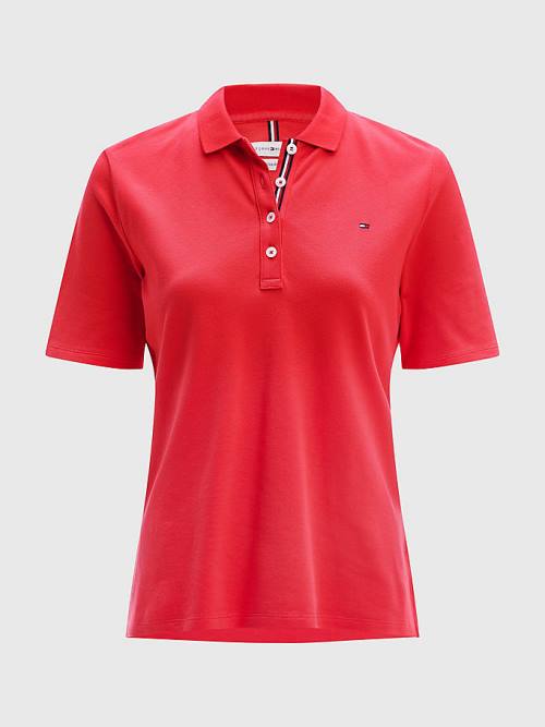 Koszulki Polo Tommy Hilfiger Essential Placket Detail Damskie Czerwone | TH412VOE