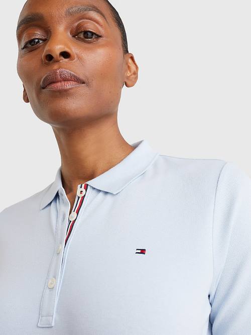 Koszulki Polo Tommy Hilfiger Essential Placket Detail Damskie Niebieskie | TH456AMP