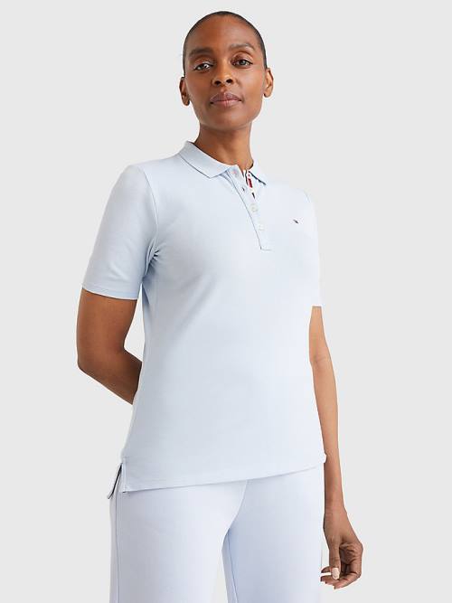 Koszulki Polo Tommy Hilfiger Essential Placket Detail Damskie Niebieskie | TH456AMP