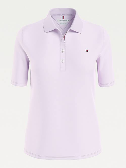 Koszulki Polo Tommy Hilfiger Essential Placket Detail Damskie Fioletowe | TH846BFW