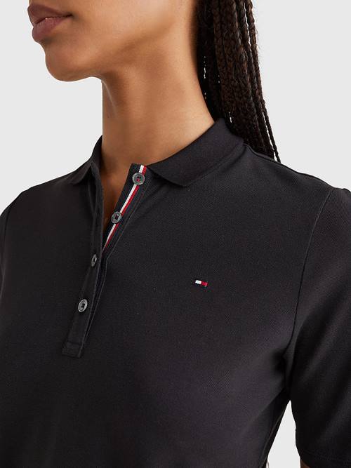 Koszulki Polo Tommy Hilfiger Essential Placket Detail Damskie Czarne | TH972ERX