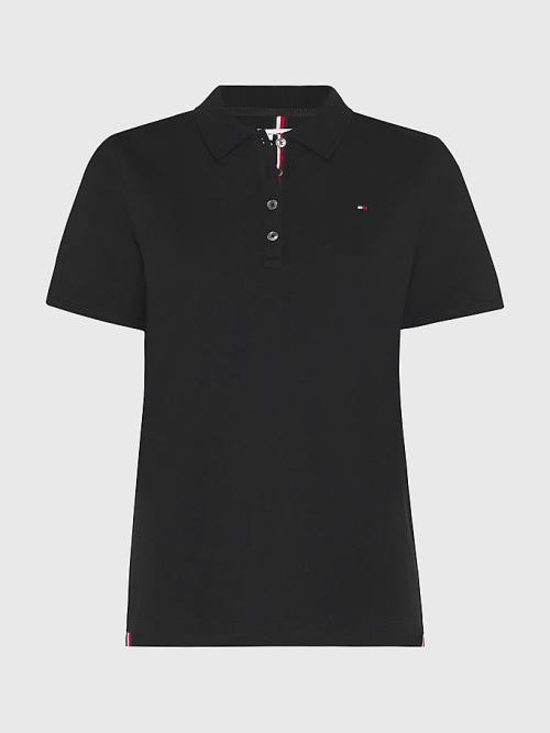 Koszulki Polo Tommy Hilfiger Essential Placket Detail Damskie Czarne | TH972ERX