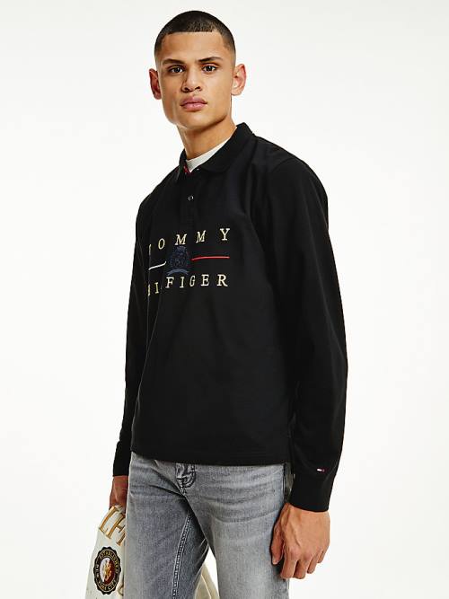 Koszulki Polo Tommy Hilfiger Icons Long Sleeve Regular Fit Męskie Czarne | TH791VDL