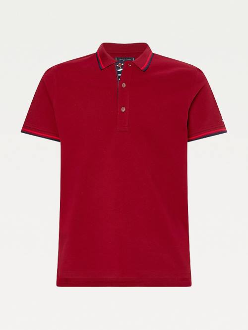 Koszulki Polo Tommy Hilfiger Organic Bawełniane Tipped Slim Fit Męskie Czerwone | TH013IOJ