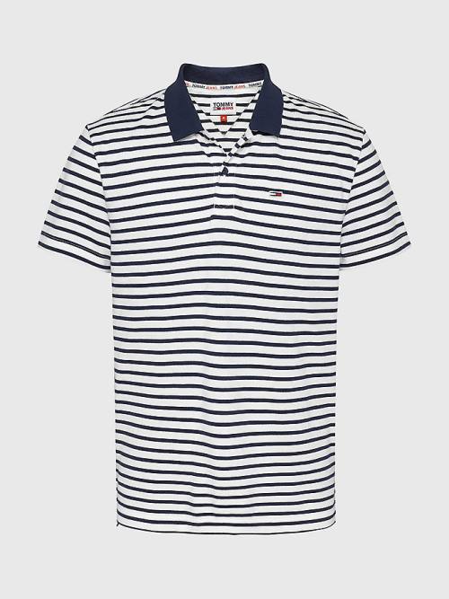 Koszulki Polo Tommy Hilfiger Organic Bawełniane Contrast Collar Męskie Niebieskie | TH130MSW