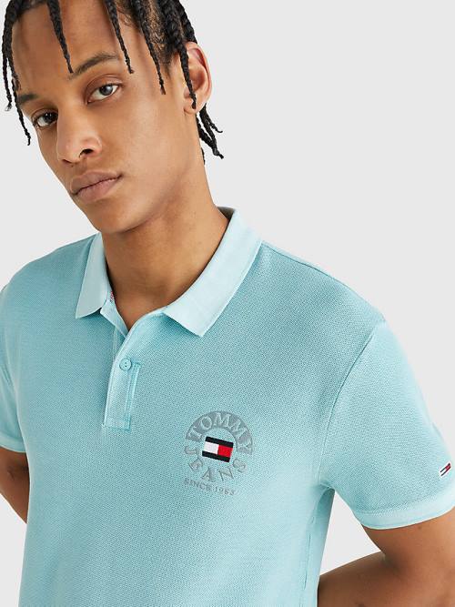 Koszulki Polo Tommy Hilfiger Organic Bawełniane Logo Embroidery Męskie Niebieskie | TH154DSB