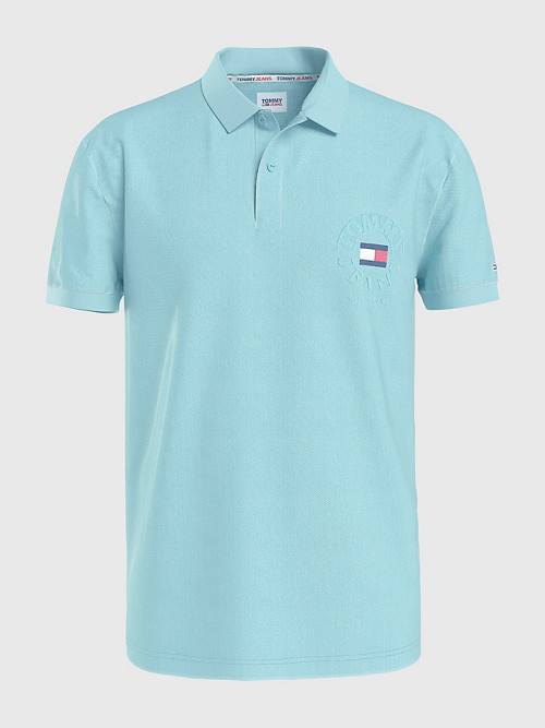 Koszulki Polo Tommy Hilfiger Organic Bawełniane Logo Embroidery Męskie Niebieskie | TH154DSB