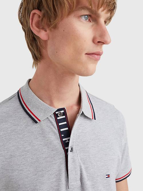 Koszulki Polo Tommy Hilfiger Organic Bawełniane Tipped Slim Fit Męskie Szare | TH230BUZ