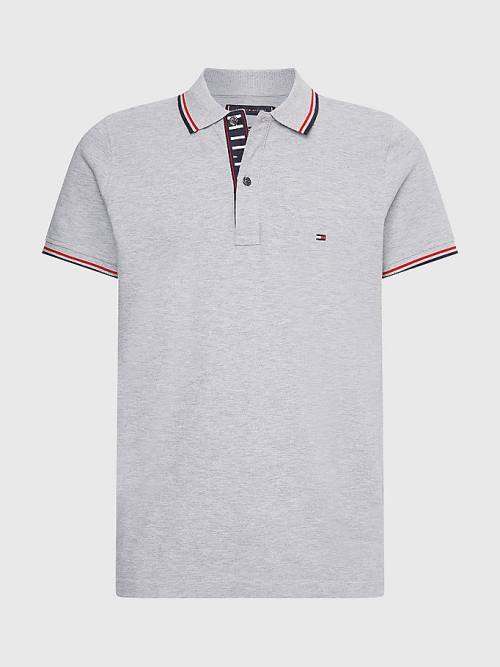 Koszulki Polo Tommy Hilfiger Organic Bawełniane Tipped Slim Fit Męskie Szare | TH230BUZ