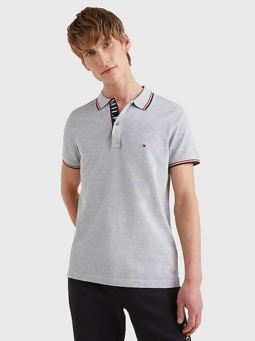 Koszulki Polo Tommy Hilfiger Organic Bawełniane Tipped Slim Fit Męskie Szare | TH230BUZ