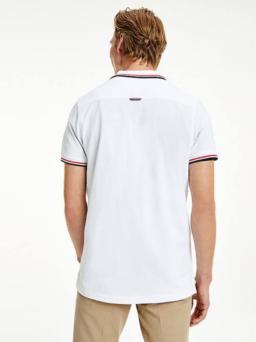 Koszulki Polo Tommy Hilfiger Organic Bawełniane Tipped Slim Fit Męskie Białe | TH326HOS