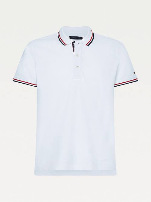 Koszulki Polo Tommy Hilfiger Organic Bawełniane Tipped Slim Fit Męskie Białe | TH326HOS