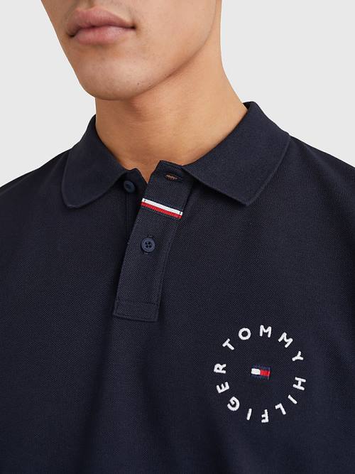 Koszulki Polo Tommy Hilfiger Organic Bawełniane Pique Regular Fit Męskie Niebieskie | TH351NML