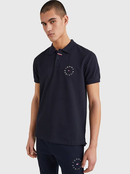 Koszulki Polo Tommy Hilfiger Organic Bawełniane Pique Regular Fit Męskie Niebieskie | TH351NML