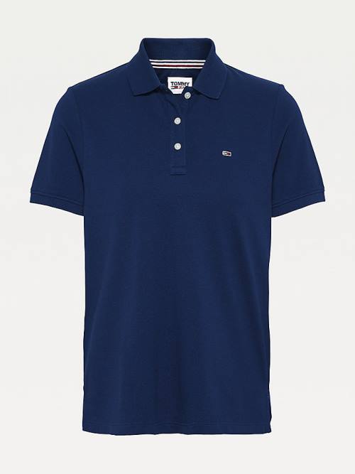 Koszulki Polo Tommy Hilfiger Organic Bawełniane Slim Fit Damskie Niebieskie | TH497RUF