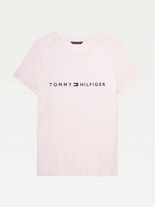 Koszulki Tommy Hilfiger Adaptive Logo Damskie Różowe | TH875LNU