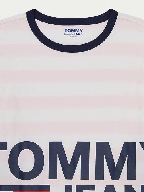 Koszulki Tommy Hilfiger Adaptive Organic Bawełniane Damskie Różowe | TH857NUD