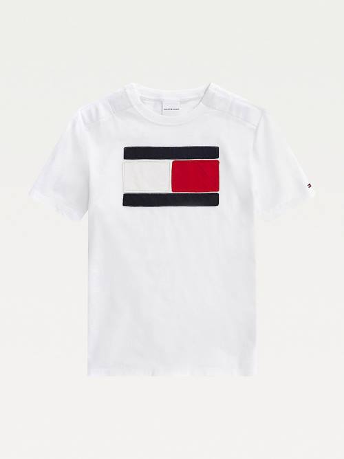 Koszulki Tommy Hilfiger Adaptive Oversize Flag Logo Chłopięce Białe | TH390RDJ