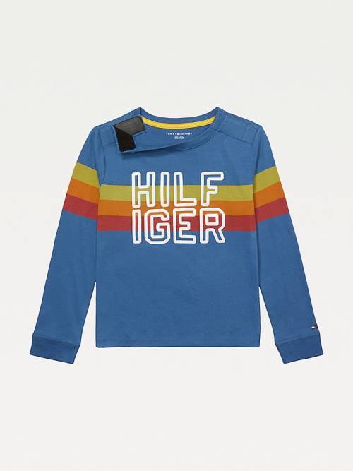 Koszulki Tommy Hilfiger Adaptive Stripe Logo Long Sleeve Chłopięce Niebieskie | TH320ACP