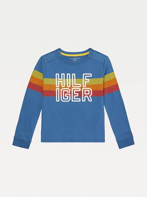 Koszulki Tommy Hilfiger Adaptive Stripe Logo Long Sleeve Chłopięce Niebieskie | TH320ACP