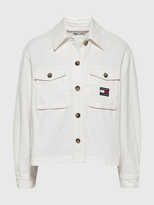 Koszulki Tommy Hilfiger Button Pocket Utility Overshirt Dziewczynka Białe | TH127TYP