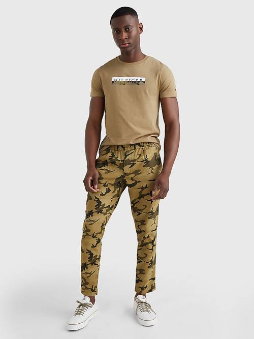 Koszulki Tommy Hilfiger Camo Graphic Logo Męskie Brązowe | TH401NUC