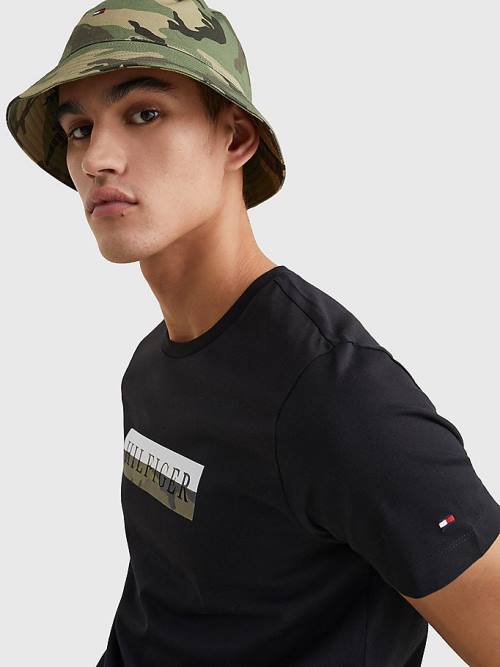 Koszulki Tommy Hilfiger Camo Graphic Logo Męskie Czarne | TH620JHB