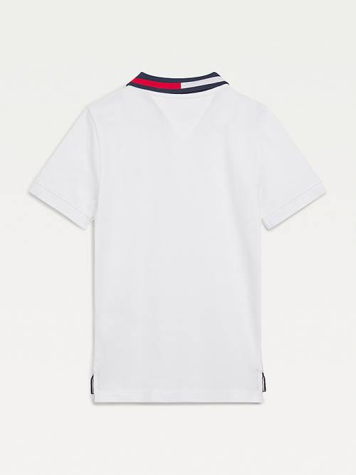 Koszulki Tommy Hilfiger Colour-Blocked Logo Collar Polo Chłopięce Białe | TH245MYZ