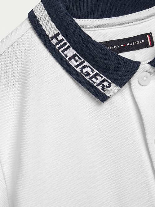 Koszulki Tommy Hilfiger Colour-Blocked Logo Collar Polo Chłopięce Białe | TH245MYZ