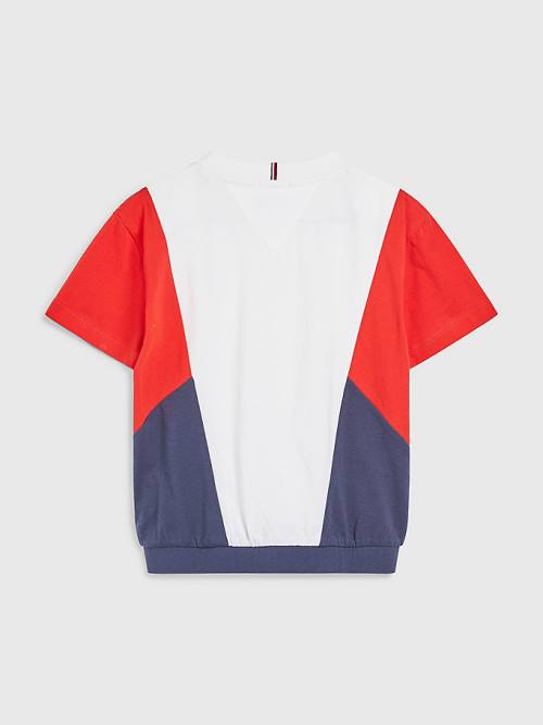 Koszulki Tommy Hilfiger Colour-Blocked Organic Bawełniane Knit Dziewczynka Niebieskie | TH389KDT