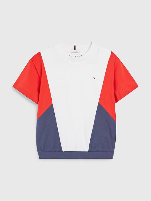 Koszulki Tommy Hilfiger Colour-Blocked Organic Bawełniane Knit Dziewczynka Niebieskie | TH389KDT