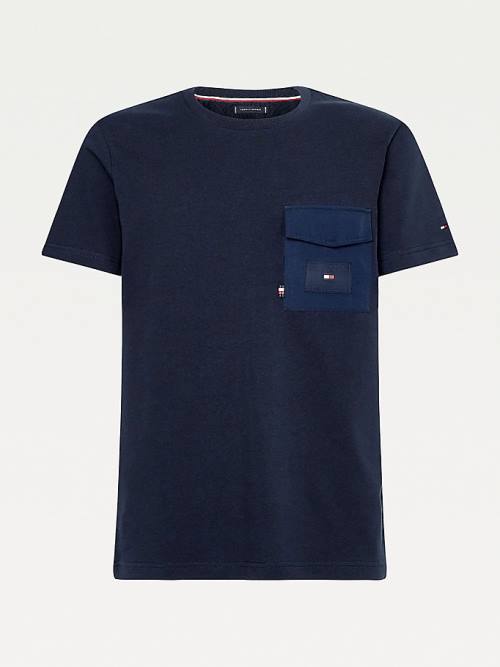 Koszulki Tommy Hilfiger Contrast Pocket Relaxed Fit Męskie Niebieskie | TH681TPB