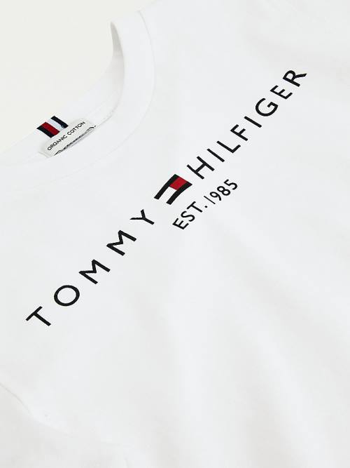 Koszulki Tommy Hilfiger Essential Organic Bawełniane Logo Chłopięce Białe | TH465PMS