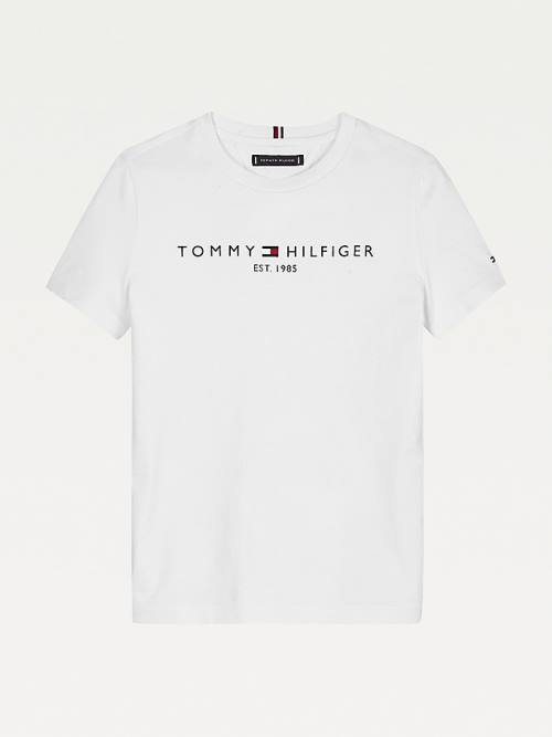 Koszulki Tommy Hilfiger Essential Organic Bawełniane Logo Chłopięce Białe | TH465PMS