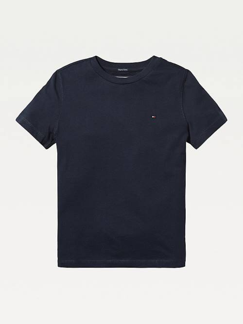 Koszulki Tommy Hilfiger Essential Organic Bawełniane Dziewczynka Niebieskie | TH472JOS