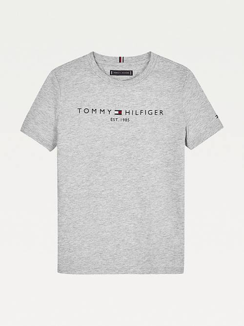 Koszulki Tommy Hilfiger Essential Organic Bawełniane Logo Chłopięce Szare | TH630HOK