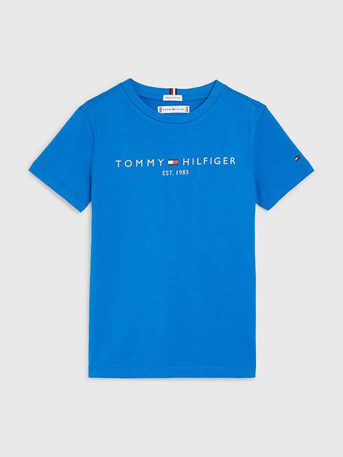 Koszulki Tommy Hilfiger Essential Organic Bawełniane Dziewczynka Niebieskie | TH934BGT