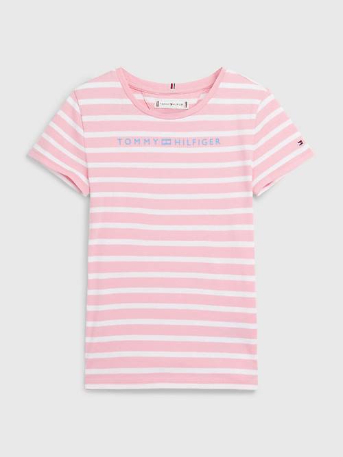 Koszulki Tommy Hilfiger Essential Stripe Dziewczynka Różowe | TH097HEN