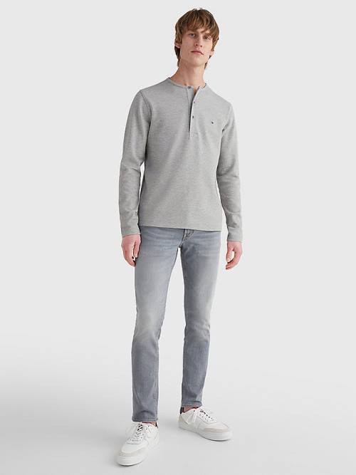 Koszulki Tommy Hilfiger Henley Neck Long Sleeve Męskie Szare | TH153JHR