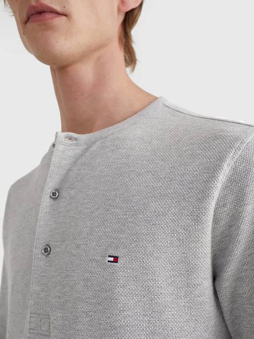 Koszulki Tommy Hilfiger Henley Neck Long Sleeve Męskie Szare | TH153JHR