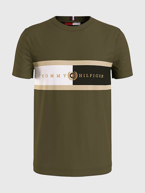 Koszulki Tommy Hilfiger Icons Crest Męskie Khaki | TH158SOH