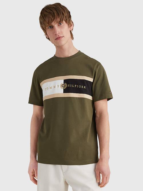 Koszulki Tommy Hilfiger Icons Crest Męskie Khaki | TH158SOH